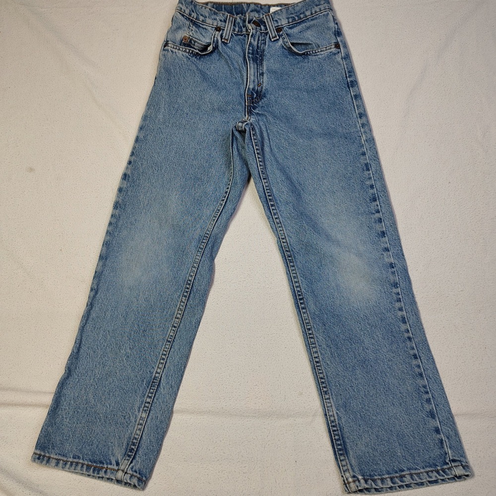 Vintage Levis Boys 560 Jeans Loose Fit Size 12 Light Wash Orange Tab Made in USA